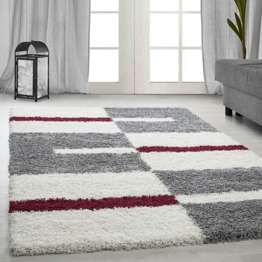 Gala Shaggy Modern Red Rug